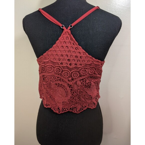 Abercrombie & Fitch Crop Top Crochet Bohemian Festival Floral Size Medium - Picture 2 of 10